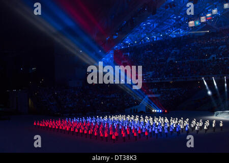 Sochi, Krai Krasnodar, Russia. 07 feb 2014. Sochi, Russia. 07 feb 2014. Cerimonie di apertura per la XXII Giochi Olimpici Invernali Sochi 2014. FISHT Stadium, Adler/Sochi, Russia Credit: Azione Plus immagini di sport/Alamy Live News Foto Stock