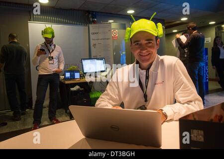 Torino, Italia. 6 febbraio, 2014. Una cosa divertente durante la Droidcon 2014 a Torino. Credito: Mauro Ujetto/NurPhoto/ZUMAPRESS.com/Alamy Live News Foto Stock