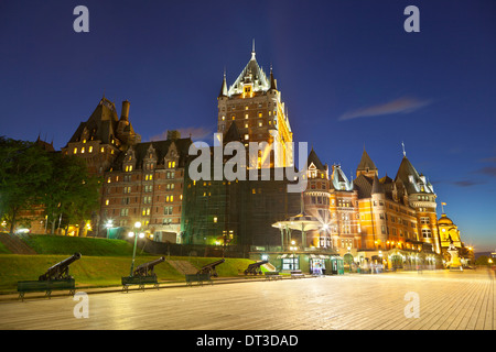 Chateau Frontenac a Quebec City, in Canada di notte Foto Stock