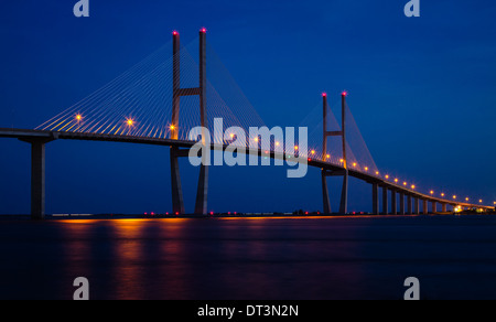 Sidney Lanier Bridge al crepuscolo, Brunswick, Georgia Foto Stock