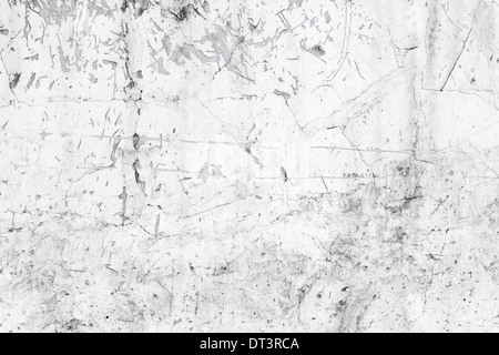 Texture di sfondo del vecchio muro di cemento con vernice bianca e crepe Foto Stock
