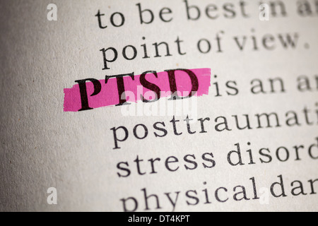 Fake Dizionario, definizione del dizionario della parola PTSD. Proprio disturbo post-traumatico da Stress Foto Stock