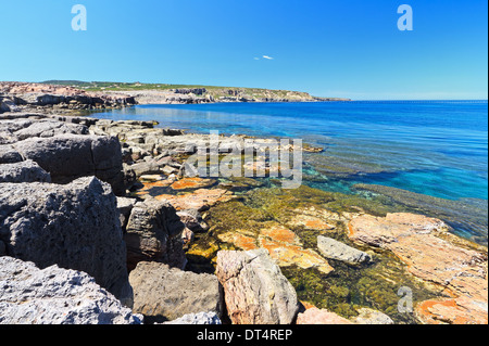 Splendida spiaggia a Carloforte, isola di San Pietro, Sardegna, Italia Foto Stock