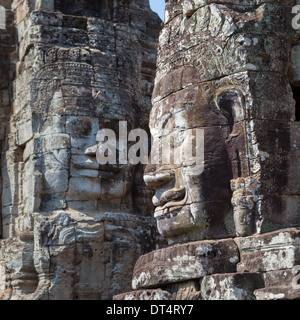 Volti di Avalokiteshvara, tempio Bayon, Angkor Thom,Cambogia Foto Stock