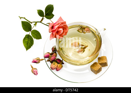 Fragrante e gustosa fatta di tè essiccato ​​of boccioli di rosa Foto Stock