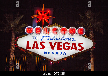 Las Vegas segno, benvenuto nella favolosa Las Vegas, Nevada, U.S.A. Foto Stock