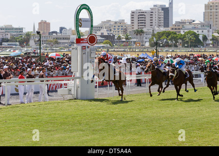 Corse di cavalli a Champs de Mars, Port Louis, Mauritius. Foto Stock