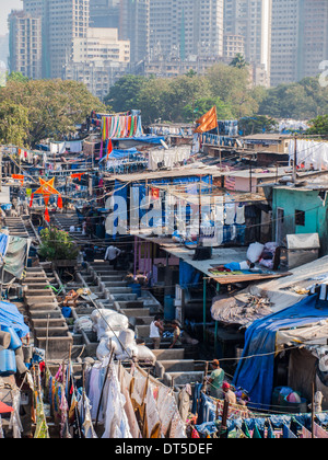 Dhobi Ghat, più grande del mondo outdoor servizio lavanderia Foto Stock