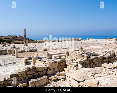 Resti di antichi Kourion (curio) sull'isola Mediterranea di Cipro Foto Stock