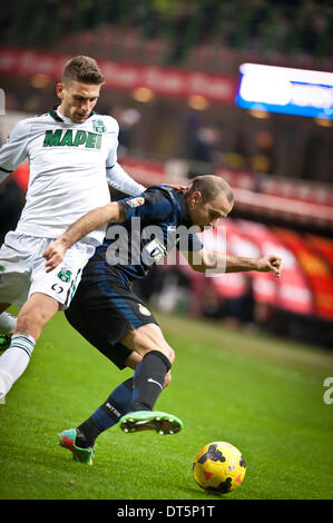 Milano, Italia. Il 9 febbraio, 2014. Palacio (Palacio) durante la Serie Amatch tra Inter vs Sassuolo, su 09 Febbraio, 2014. Foto: Adamo di Loreto/NurPhoto Credito: Adamo di Loreto/NurPhoto/ZUMAPRESS.com/Alamy Live News Foto Stock