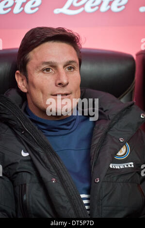 Milano, Italia. Il 9 febbraio, 2014. Zanetti (Inter) durante la Serie Amatch tra Inter vs Sassuolo, su 09 Febbraio, 2014. Foto: Adamo di Loreto/NurPhoto Credito: Adamo di Loreto/NurPhoto/ZUMAPRESS.com/Alamy Live News Foto Stock