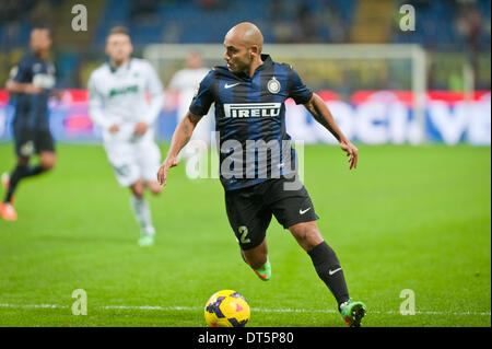 Milano, Italia. Il 9 febbraio, 2014. Jonathan (Inter) durante la Serie Amatch tra Inter vs Sassuolo, su 09 Febbraio, 2014. Foto: Adamo di Loreto/NurPhoto Credito: Adamo di Loreto/NurPhoto/ZUMAPRESS.com/Alamy Live News Foto Stock