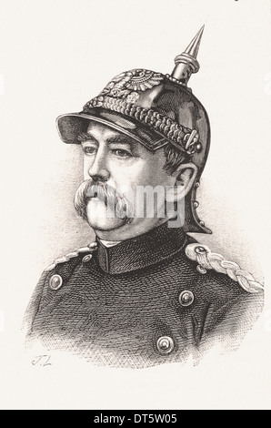 Ritratto di Otto Eduard Leopold von Bismarck - Incisione francese del XIX secolo Foto Stock