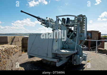 Bofors 40mm Anti aerei pistola 1943 a Coalhouse Fort in Essex, Regno Unito Foto Stock