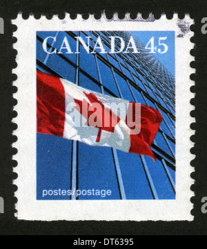 Canadese, affrancatura, timbro, Canada, bandiera, la bandiera nazionale del Canada Foto Stock