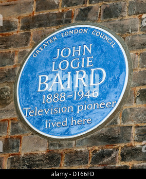 Targa blu per John Logie Baird a 3 Crescent Wood Road, Sydenham, Londra, Inghilterra, Regno Unito. Foto Stock