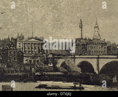 Regno Unito. In Inghilterra. London Bridge. L'incisione nell'illustrazione iberica, 1885. Foto Stock