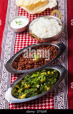 Indiano palak murgh curry piatto Foto Stock