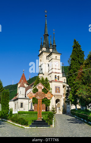 Brasov, Romania. La Chiesa di San Nicola, religione ortodossa edificio in Transilvania, è stato costruito in 1292 AD Foto Stock