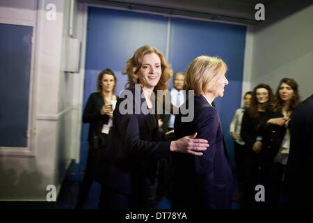 Parigi, Francia. 10 Febbraio, 2014. Primo incontro di Nathalie Kosciusko-Morizet, candidato UMP nell'elezione a sindaco di Parigi nel Japy palestra. Nicolas Sarkozy, ultimo presidente francese era lì a suo sostegno. Credito: Michael Bunel/NurPhoto/ZUMAPRESS.com/Alamy Live News Foto Stock