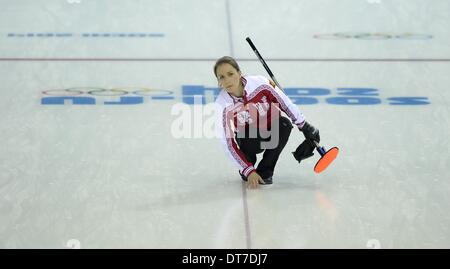 Sochi, Russia. 10 Febbraio 2014.Ekaterina Galkina (RUS). Womens Curling - Ice Cube curling center - Olympic Park - Sochi - Russia - 10/02/2014 Credit: Sport In immagini/Alamy Live News Foto Stock