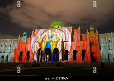 Sharjah Light Festival, Museo Islamico di cevilization, emirato Sharjah Emirati Arabi Uniti, Vicino Oriente Foto Stock