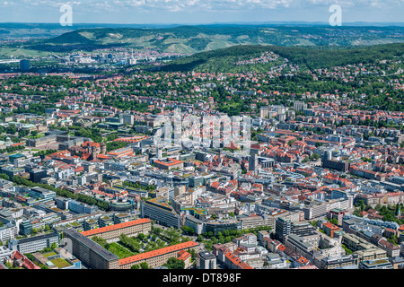 Germania, Baden-Württemberg, vista aerea di Stoccarda, la metropoli sveva Foto Stock