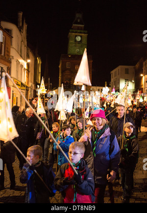 Grandi ustioni cena 2014, Homecoming Carnevale attraverso le strade di Dumfries Foto Stock