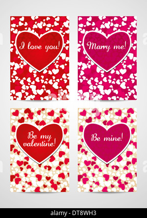 Cuori con i messaggi Foto Stock