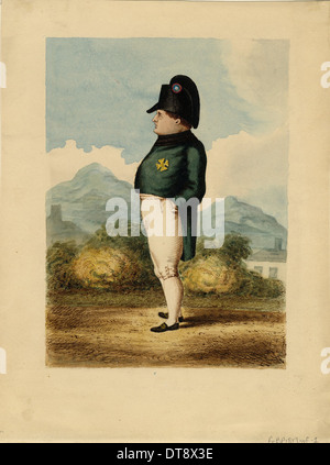 Napoleone Bonaparte sull isola di Sant'Elena, 1817. Artista: Sconosciuto ufficiale d'artiglieria Foto Stock