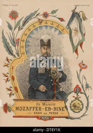 Mozaffar ad-Din Shah Qajar (1853-1907), Shahanshah di Persia, 1896. Artista: Anonimo Foto Stock