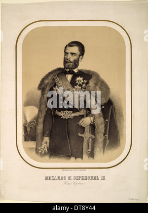 Mihailo Obrenovic III (1823-1868), il principe di Serbia, ca 1860. Artista: Anonimo Foto Stock