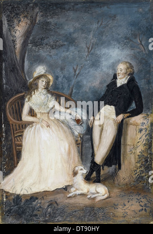 Charlotte von Stein e Johann Wolfgang von Goethe in conversazione, seconda metà del XVIII sec.. Artista: maestro tedesco Foto Stock