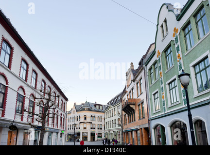 Centro città, Ålesund, Norvegia, famosa architettura Art Nouveau Foto Stock