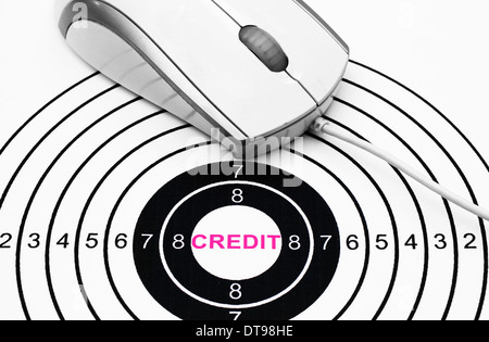 Testo di credito su target Foto Stock