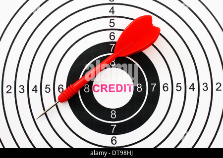 Testo di credito su target Foto Stock