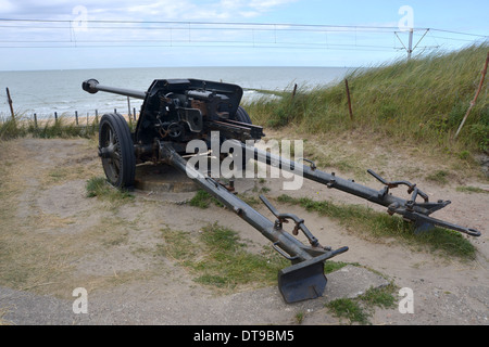 Il Atlantic Wall museo all'aria aperta della seconda guerra mondiale vicino a Oostende (Belgio) Foto Stock