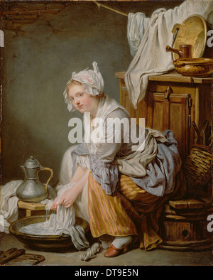 La lavandaia (La Blanchisseuse), 1761. Artista: Greuze, Jean-Baptiste (1725-1805) Foto Stock