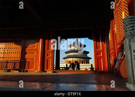 Tempio del Cielo.' Hall di preghiere per i buoni raccolti". Pechino, Cina Foto Stock