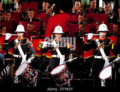 Il Corp di tamburi, Royal Marines Band Foto Stock