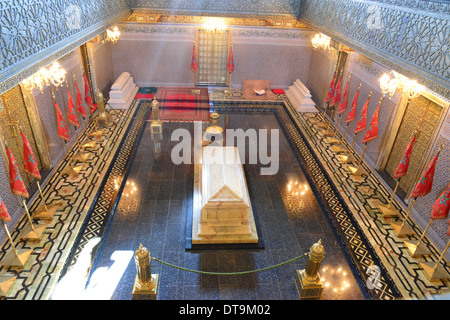 Interno del Mausoleo di Mohammed V, Boulevard Mohamed Lyazidi, Rabat, Rabat-Salé-Zemmour-Zaer regione, il Regno del Marocco Foto Stock