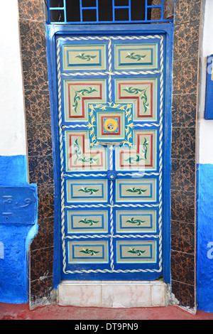 Porta ornati a Kasbah del Udayas (Qasbah des Oudaya), Rabat, Rabat-Salé-Zemmour-Zaer regione, il Regno del Marocco Foto Stock