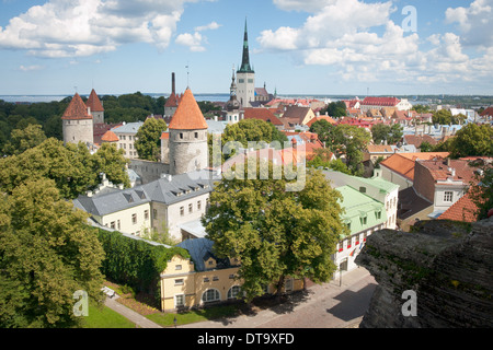 Una vista di Tallinn, Estonia da Toompea Hill (città alta). Foto Stock