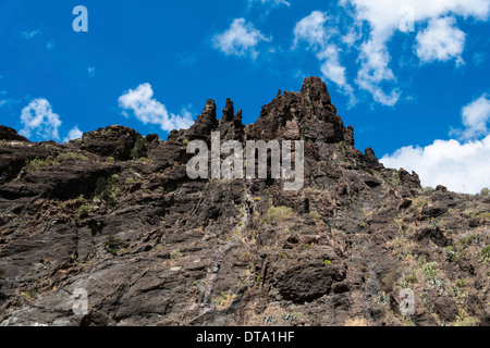 Scogliera in Masca Gorge, formazione di roccia, rocce vulcaniche, Tenerife, Isole Canarie, Spagna Foto Stock