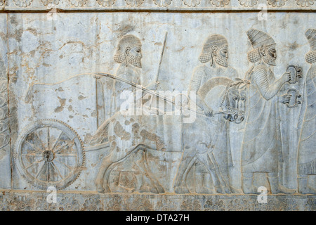 Delegazione bassorilievo, Palazzo Apadana, antica città di Persepolis, Sito Patrimonio Mondiale dell'UNESCO, nei pressi di Shiraz, far Provincia, Iran Foto Stock