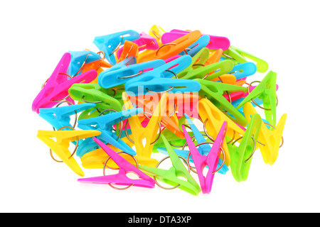 In plastica colorata clothespins Foto Stock