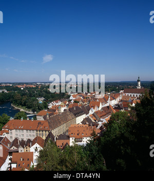 Landsberg/Lech, Hauptplatz mit Marienbrunnen Foto Stock