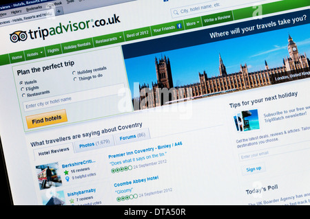 Il sito inglese dei consigli di viaggio sito tripadvisor. Foto Stock