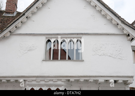 Intonaco decorativo su un edificio timberframed a Lavenham, Suffolk. Foto Stock