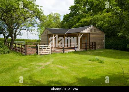 UK real estate. Recentemente costruito in legno piccolo blocco stabile dépendance. Foto Stock